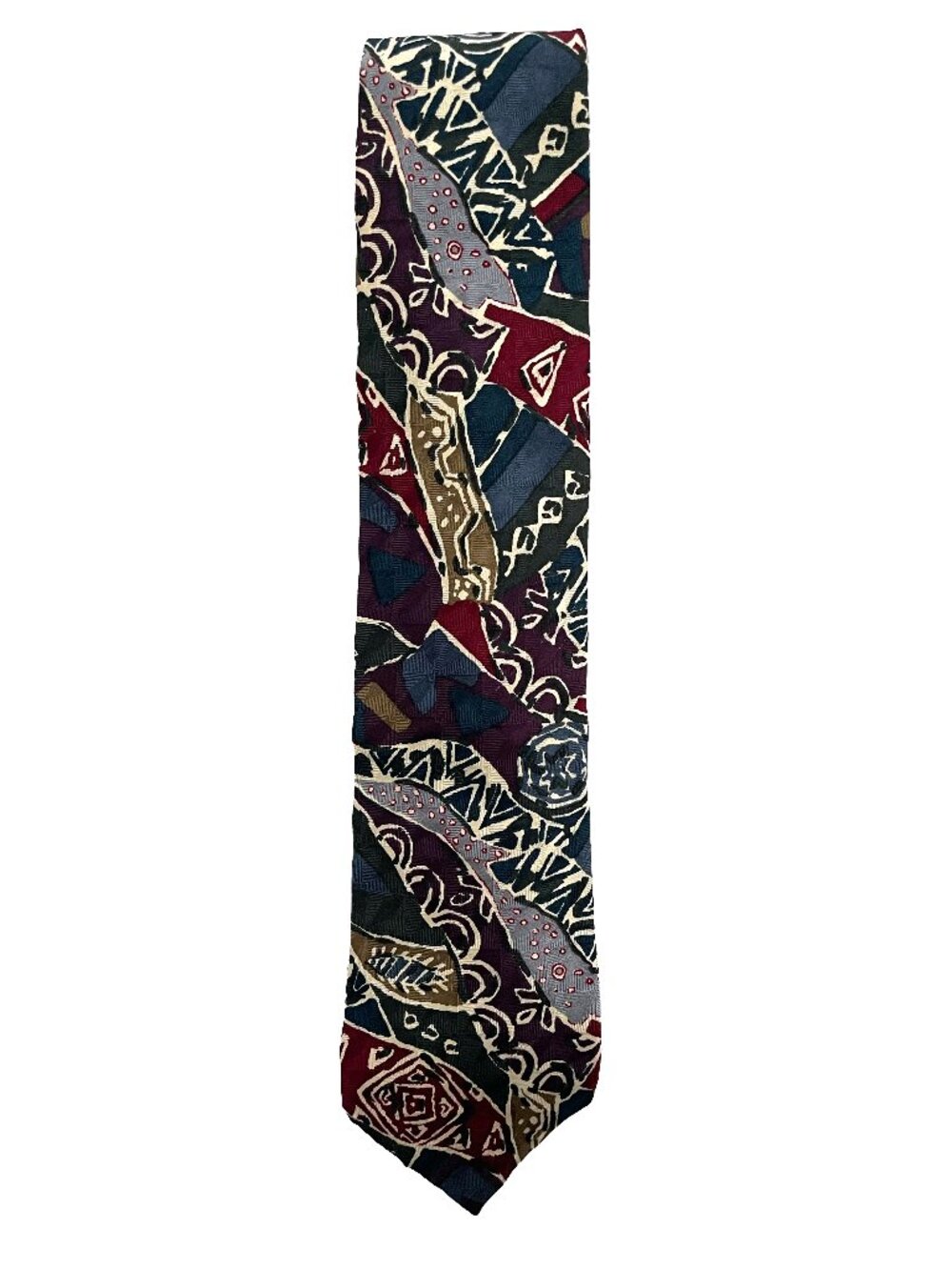Vintage Structure 100% Silk Abstract Geometric Tie 90s